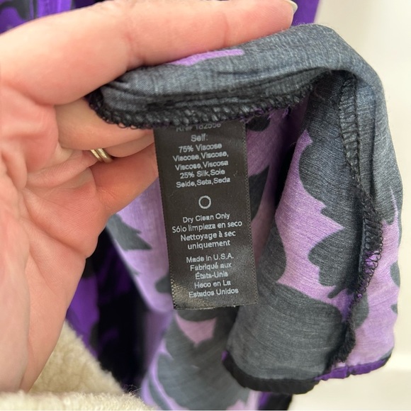 Delfi Collective V-neck Maxi Dress Anthropologie Silk Blend Purple Floral Pocket - Picture 7 of 12